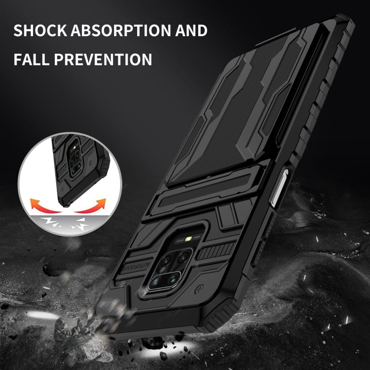 For Xiaomi Redmi Note 9S Armor Card PC + TPU Shockproof Case with Card Slot & Invisible Holder
