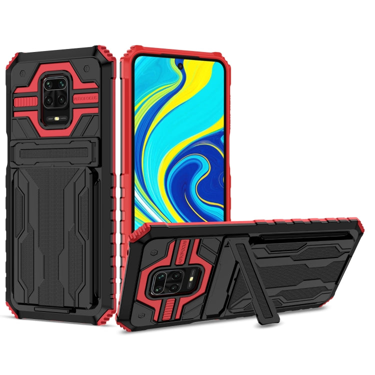 For Xiaomi Redmi Note 9S Armor Card PC + TPU Shockproof Case with Card Slot & Invisible Holder