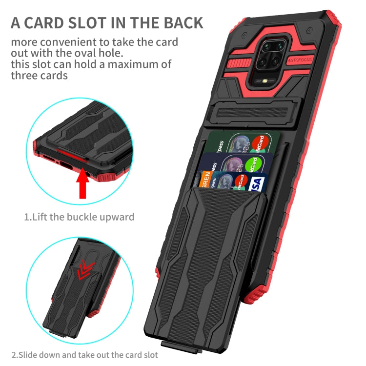 For Xiaomi Redmi Note 9S Armor Card PC + TPU Shockproof Case with Card Slot & Invisible Holder