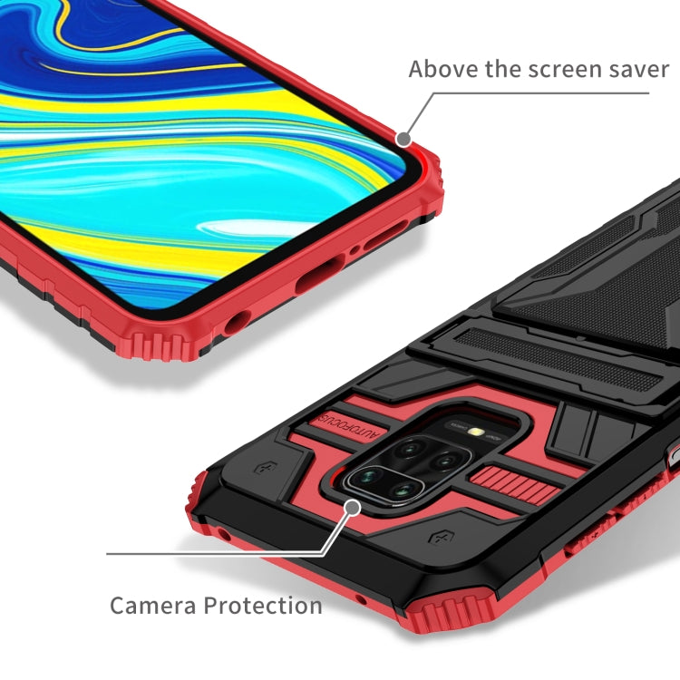 For Xiaomi Redmi Note 9S Armor Card PC + TPU Shockproof Case with Card Slot & Invisible Holder