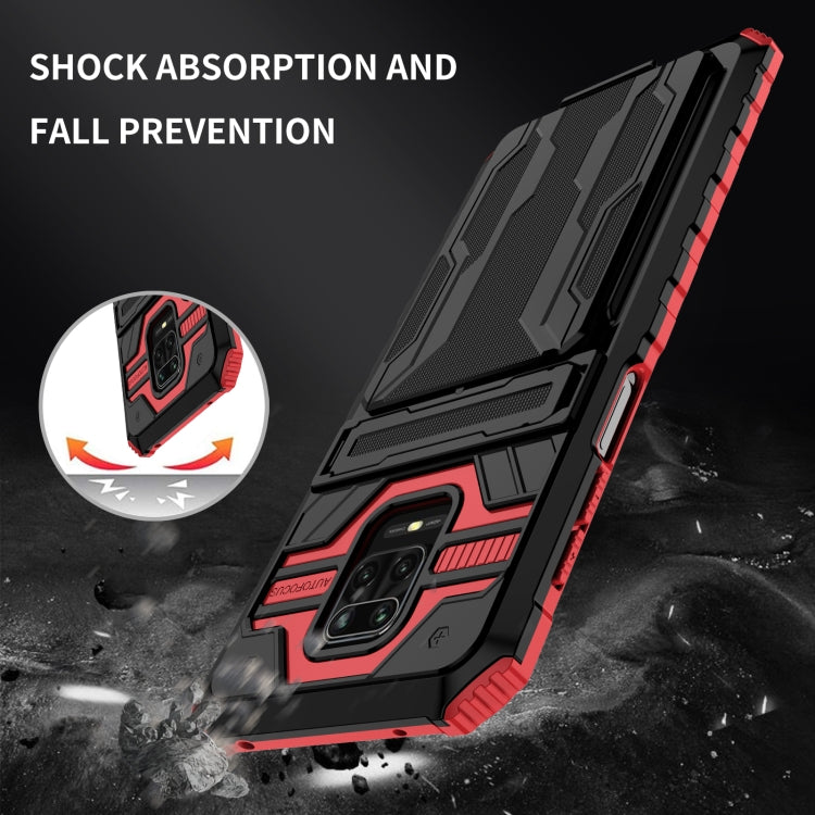 For Xiaomi Redmi Note 9S Armor Card PC + TPU Shockproof Case with Card Slot & Invisible Holder