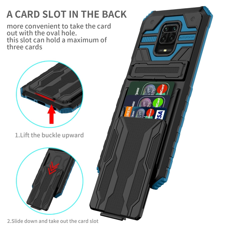 For Xiaomi Redmi Note 9S Armor Card PC + TPU Shockproof Case with Card Slot & Invisible Holder