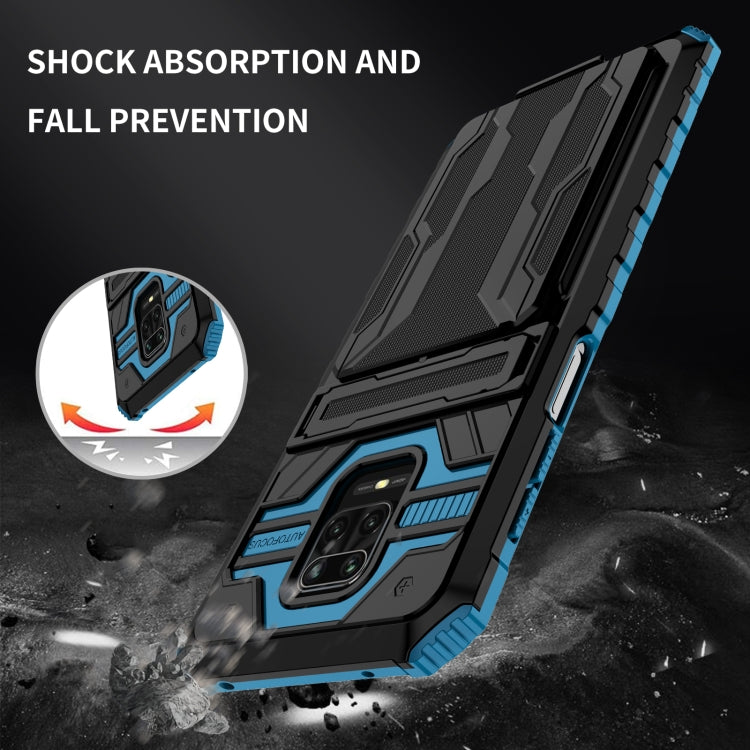 For Xiaomi Redmi Note 9S Armor Card PC + TPU Shockproof Case with Card Slot & Invisible Holder