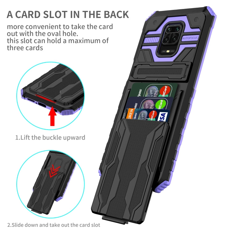 For Xiaomi Redmi Note 9S Armor Card PC + TPU Shockproof Case with Card Slot & Invisible Holder