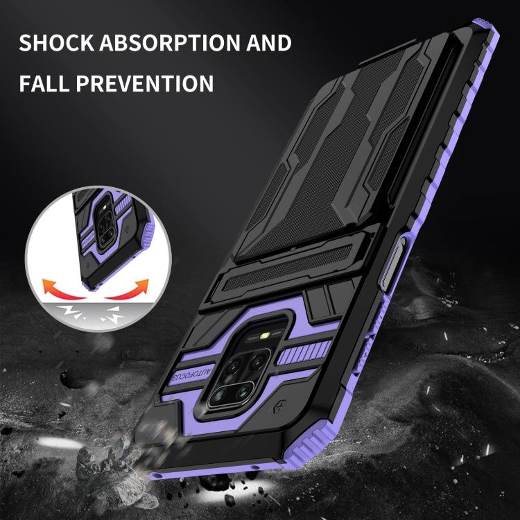 For Xiaomi Redmi Note 9S Armor Card PC + TPU Shockproof Case with Card Slot & Invisible Holder