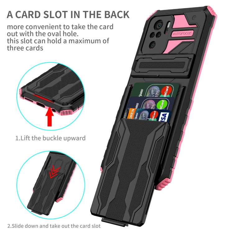For Xiaomi Redmi Note 10 4G Armor Card PC + TPU Shockproof Case with Card Slot & Invisible Holder