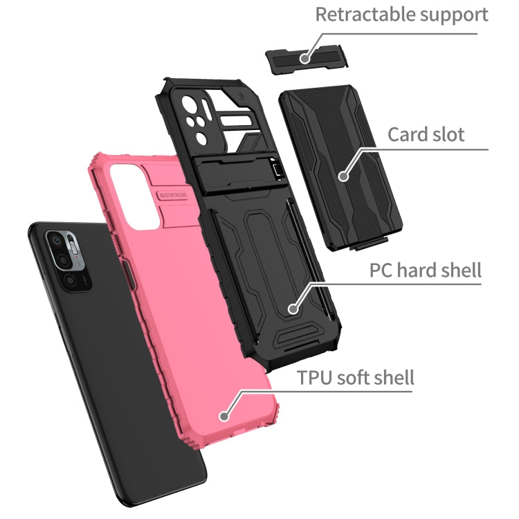 For Xiaomi Redmi Note 10 4G Armor Card PC + TPU Shockproof Case with Card Slot & Invisible Holder