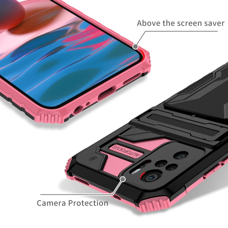 For Xiaomi Redmi Note 10 4G Armor Card PC + TPU Shockproof Case with Card Slot & Invisible Holder