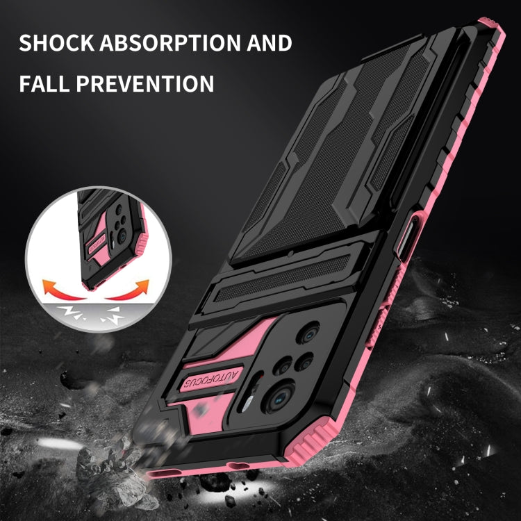 For Xiaomi Redmi Note 10 4G Armor Card PC + TPU Shockproof Case with Card Slot & Invisible Holder