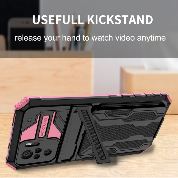 For Xiaomi Redmi Note 10 4G Armor Card PC + TPU Shockproof Case with Card Slot & Invisible Holder