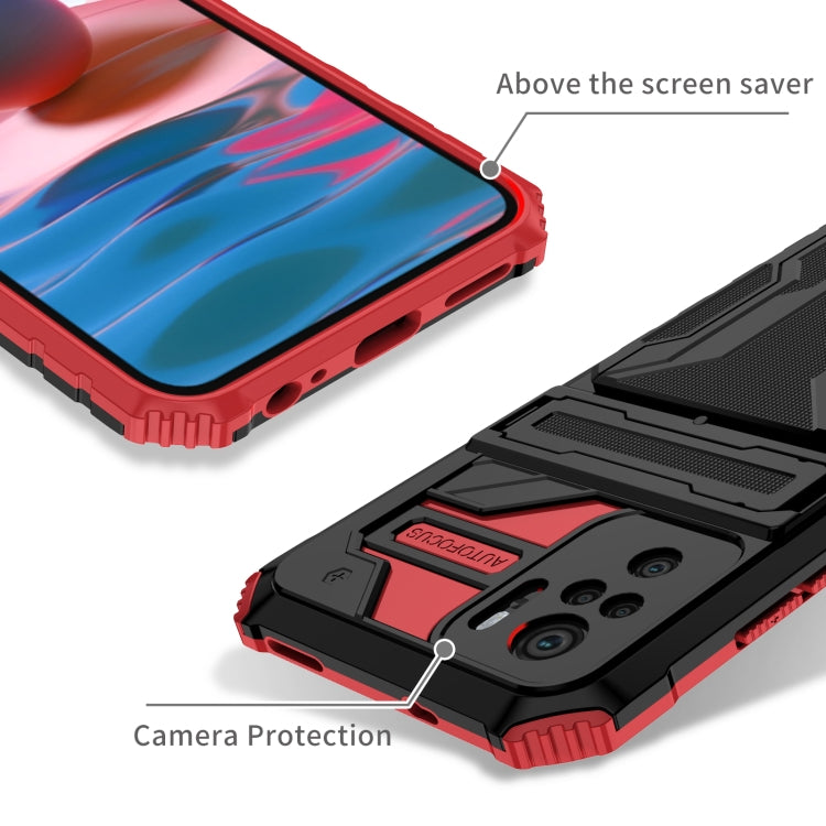 For Xiaomi Redmi Note 10 4G Armor Card PC + TPU Shockproof Case with Card Slot & Invisible Holder