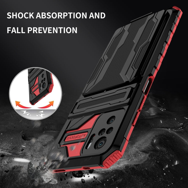 For Xiaomi Redmi Note 10 4G Armor Card PC + TPU Shockproof Case with Card Slot & Invisible Holder