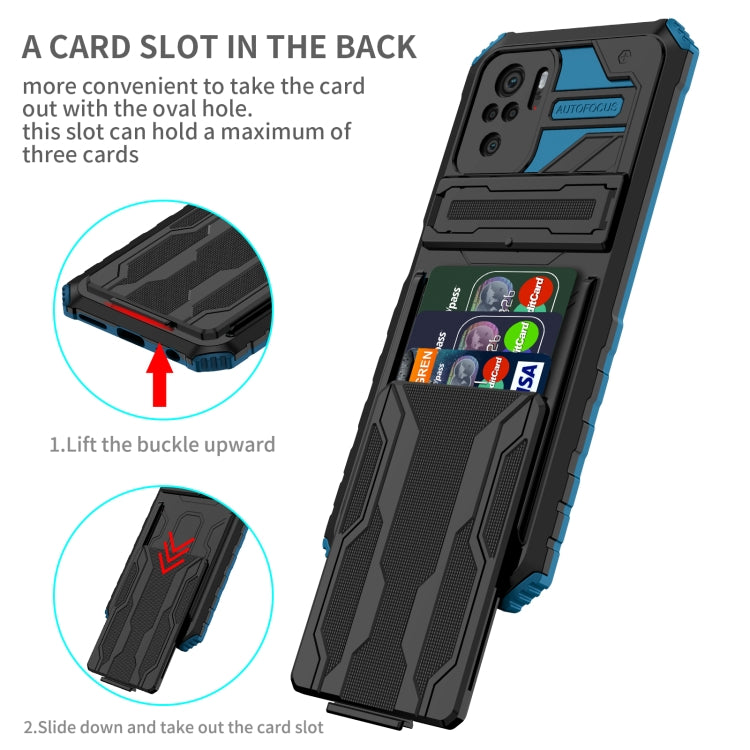 For Xiaomi Redmi Note 10 4G Armor Card PC + TPU Shockproof Case with Card Slot & Invisible Holder