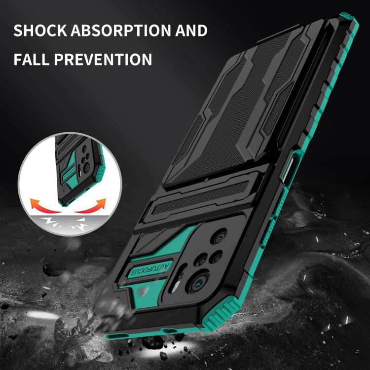 For Xiaomi Redmi Note 10 4G Armor Card PC + TPU Shockproof Case with Card Slot & Invisible Holder