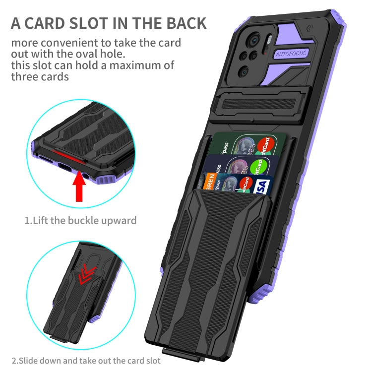 For Xiaomi Redmi Note 10 4G Armor Card PC + TPU Shockproof Case with Card Slot & Invisible Holder