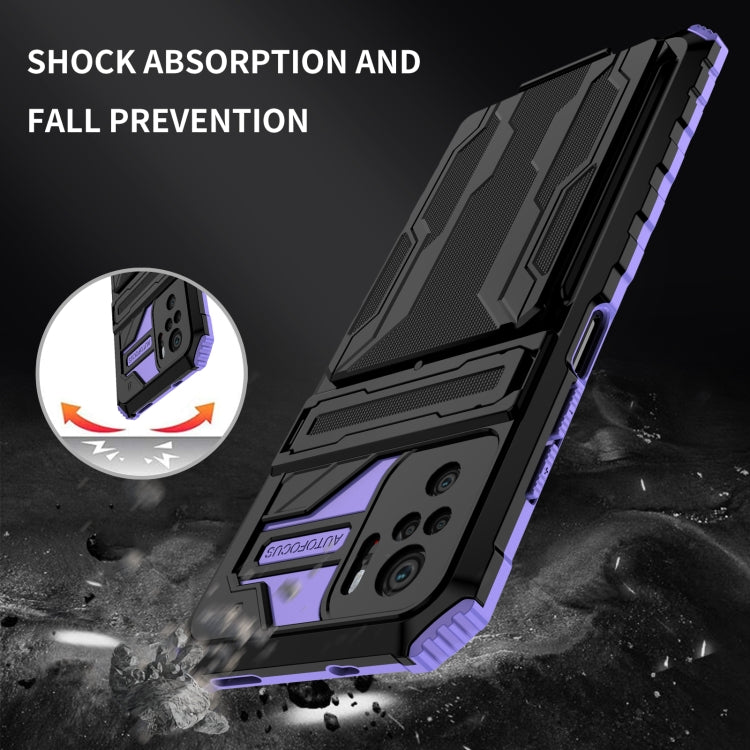 For Xiaomi Redmi Note 10 4G Armor Card PC + TPU Shockproof Case with Card Slot & Invisible Holder