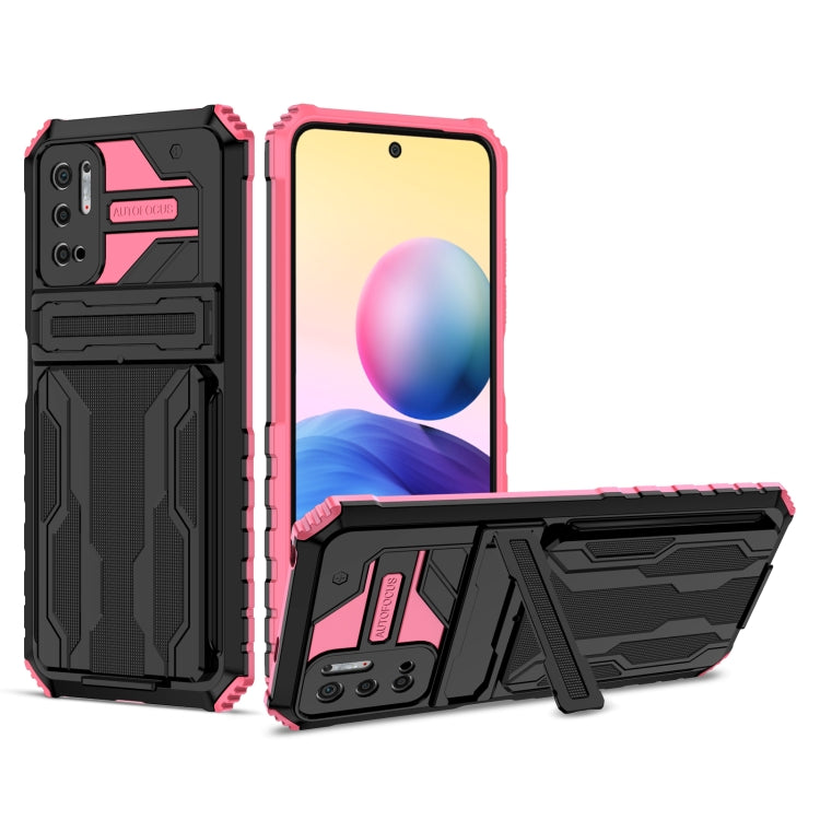 For Xiaomi Redmi Note 10 5G Armor Card PC + TPU Shockproof Case with Card Slot & Invisible Holder