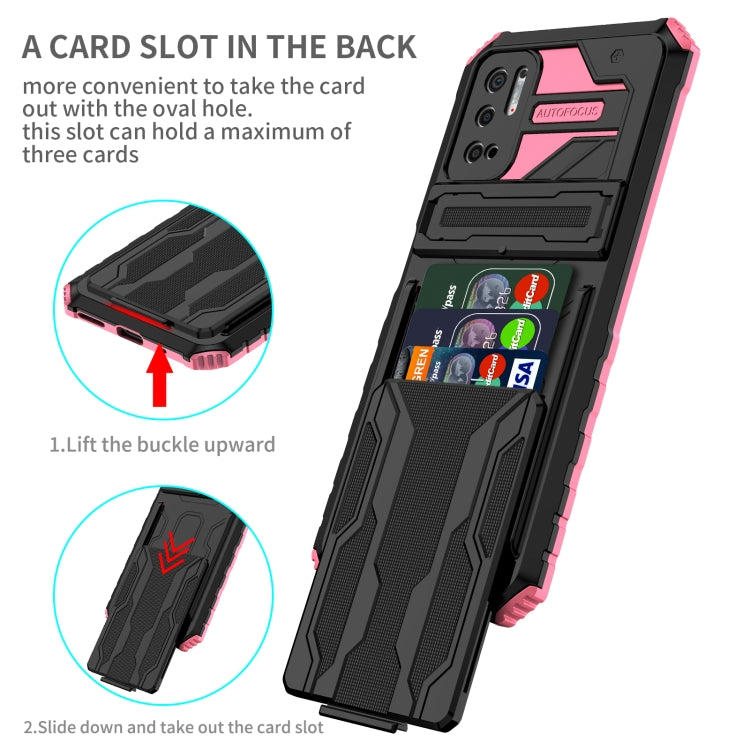 For Xiaomi Redmi Note 10 5G Armor Card PC + TPU Shockproof Case with Card Slot & Invisible Holder