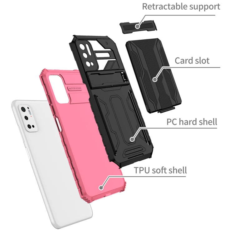 For Xiaomi Redmi Note 10 5G Armor Card PC + TPU Shockproof Case with Card Slot & Invisible Holder