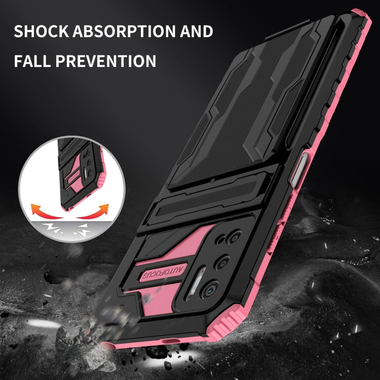 For Xiaomi Redmi Note 10 5G Armor Card PC + TPU Shockproof Case with Card Slot & Invisible Holder