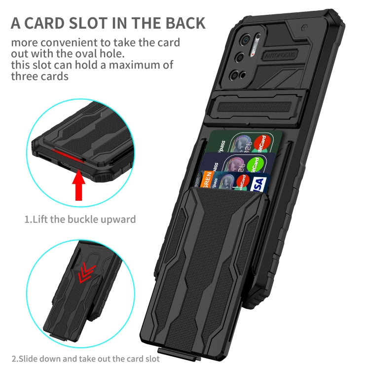 For Xiaomi Redmi Note 10 5G Armor Card PC + TPU Shockproof Case with Card Slot & Invisible Holder