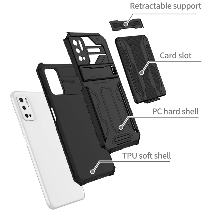 For Xiaomi Redmi Note 10 5G Armor Card PC + TPU Shockproof Case with Card Slot & Invisible Holder