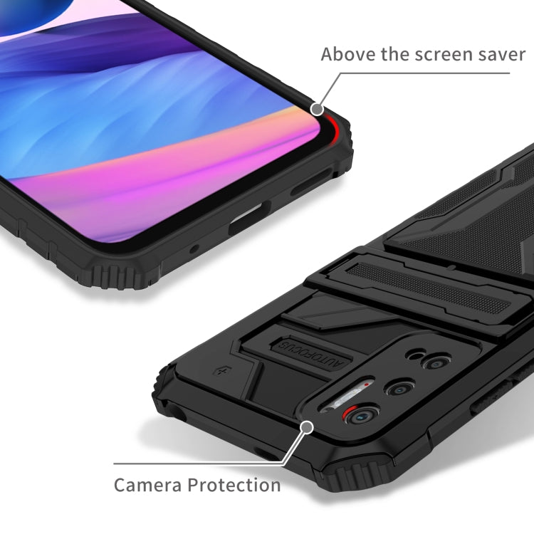 For Xiaomi Redmi Note 10 5G Armor Card PC + TPU Shockproof Case with Card Slot & Invisible Holder