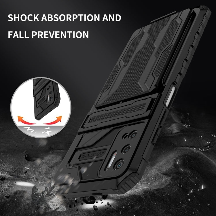 For Xiaomi Redmi Note 10 5G Armor Card PC + TPU Shockproof Case with Card Slot & Invisible Holder