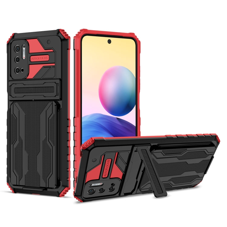 For Xiaomi Redmi Note 10 5G Armor Card PC + TPU Shockproof Case with Card Slot & Invisible Holder