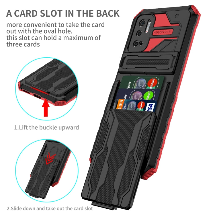 For Xiaomi Redmi Note 10 5G Armor Card PC + TPU Shockproof Case with Card Slot & Invisible Holder