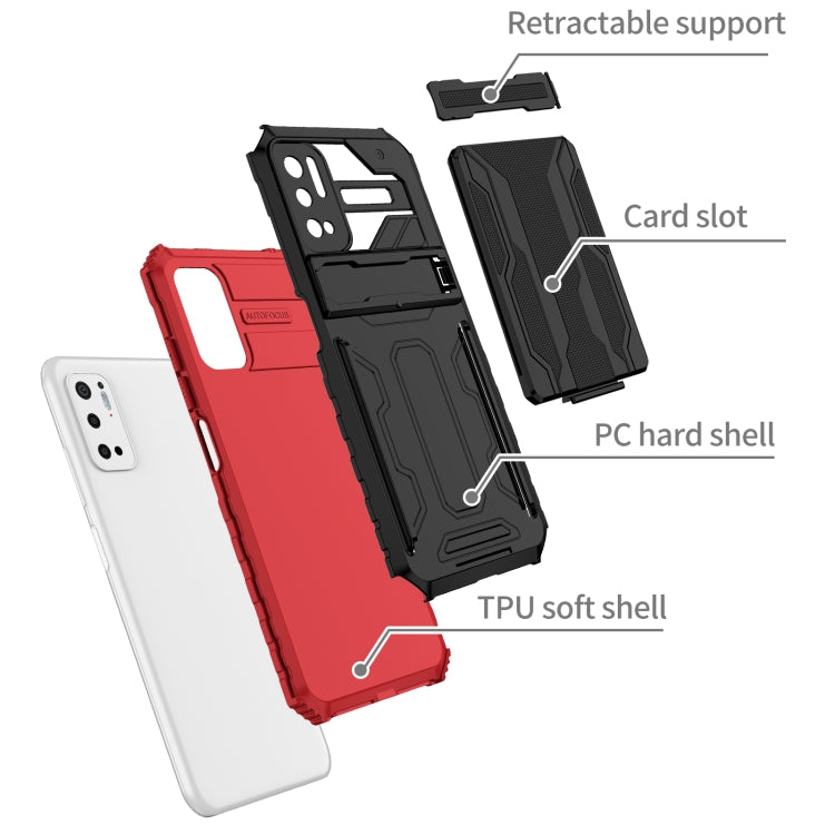 For Xiaomi Redmi Note 10 5G Armor Card PC + TPU Shockproof Case with Card Slot & Invisible Holder