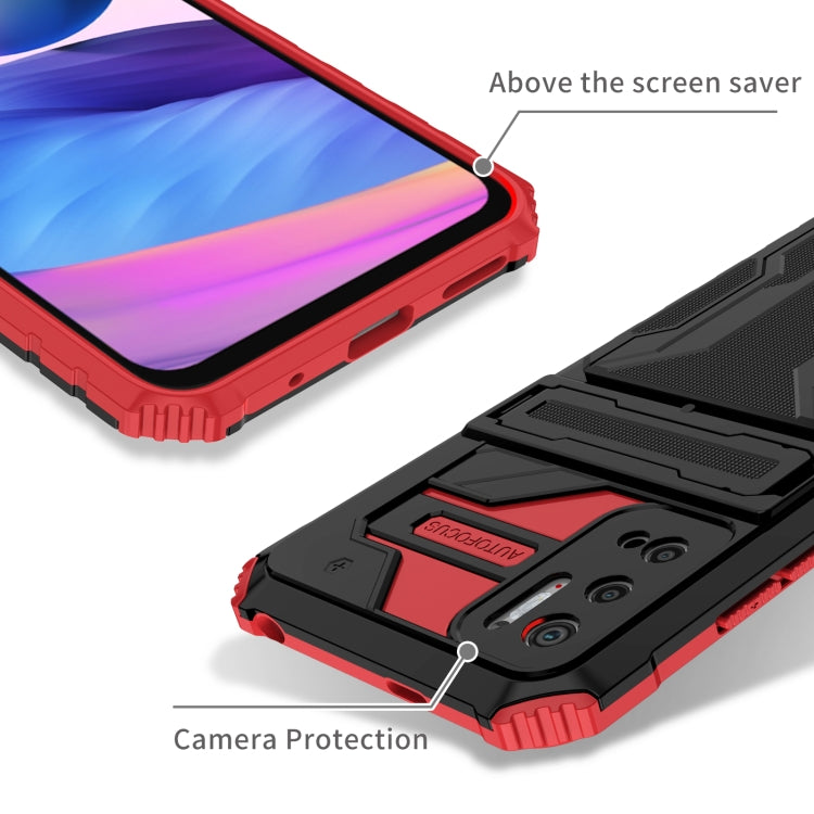For Xiaomi Redmi Note 10 5G Armor Card PC + TPU Shockproof Case with Card Slot & Invisible Holder