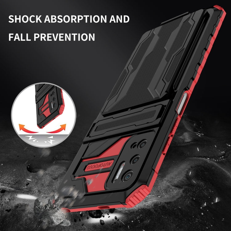 For Xiaomi Redmi Note 10 5G Armor Card PC + TPU Shockproof Case with Card Slot & Invisible Holder