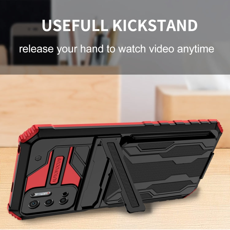 For Xiaomi Redmi Note 10 5G Armor Card PC + TPU Shockproof Case with Card Slot & Invisible Holder