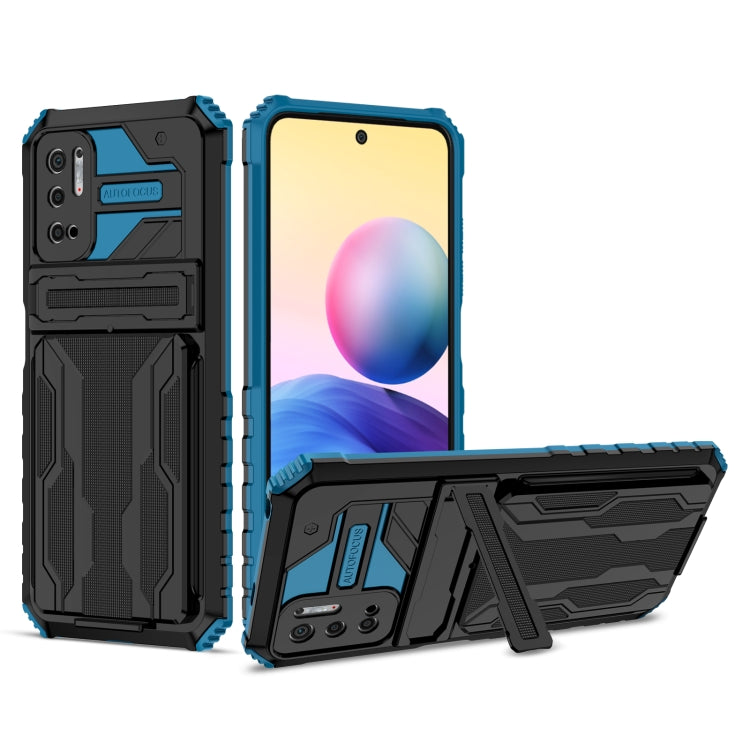 For Xiaomi Redmi Note 10 5G Armor Card PC + TPU Shockproof Case with Card Slot & Invisible Holder