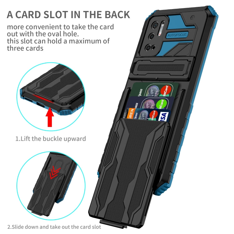 For Xiaomi Redmi Note 10 5G Armor Card PC + TPU Shockproof Case with Card Slot & Invisible Holder