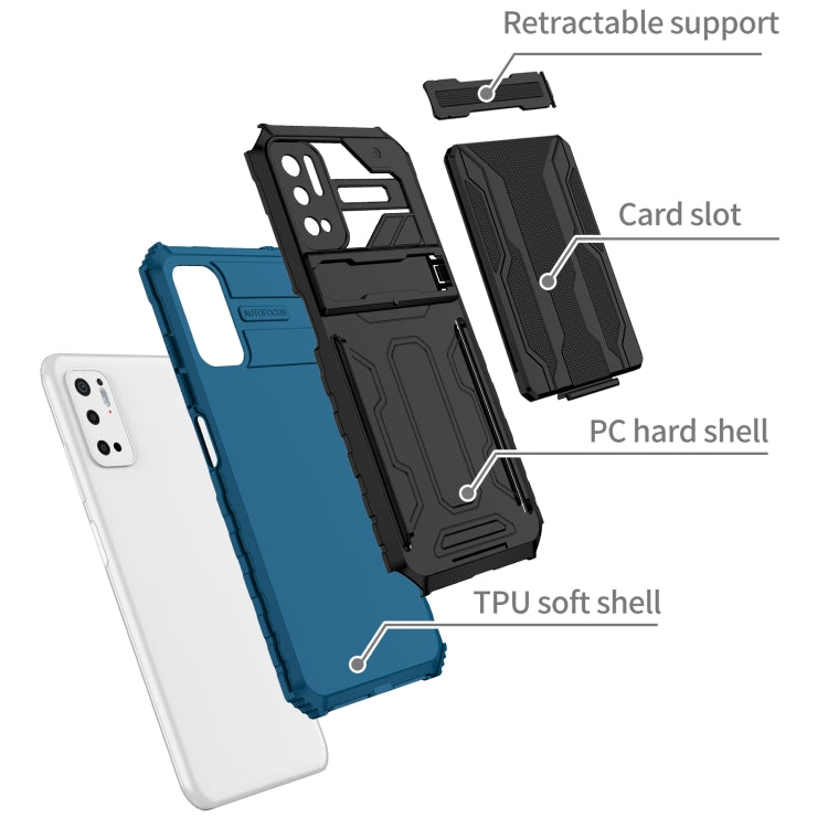 For Xiaomi Redmi Note 10 5G Armor Card PC + TPU Shockproof Case with Card Slot & Invisible Holder