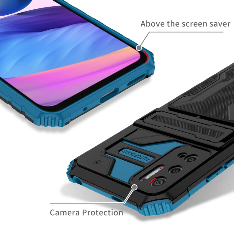 For Xiaomi Redmi Note 10 5G Armor Card PC + TPU Shockproof Case with Card Slot & Invisible Holder