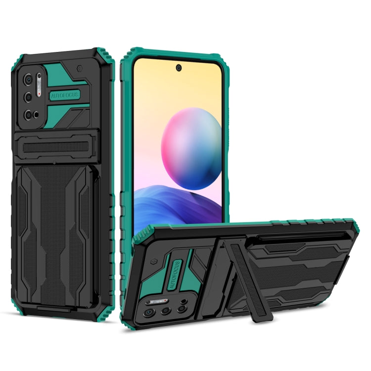 For Xiaomi Redmi Note 10 5G Armor Card PC + TPU Shockproof Case with Card Slot & Invisible Holder