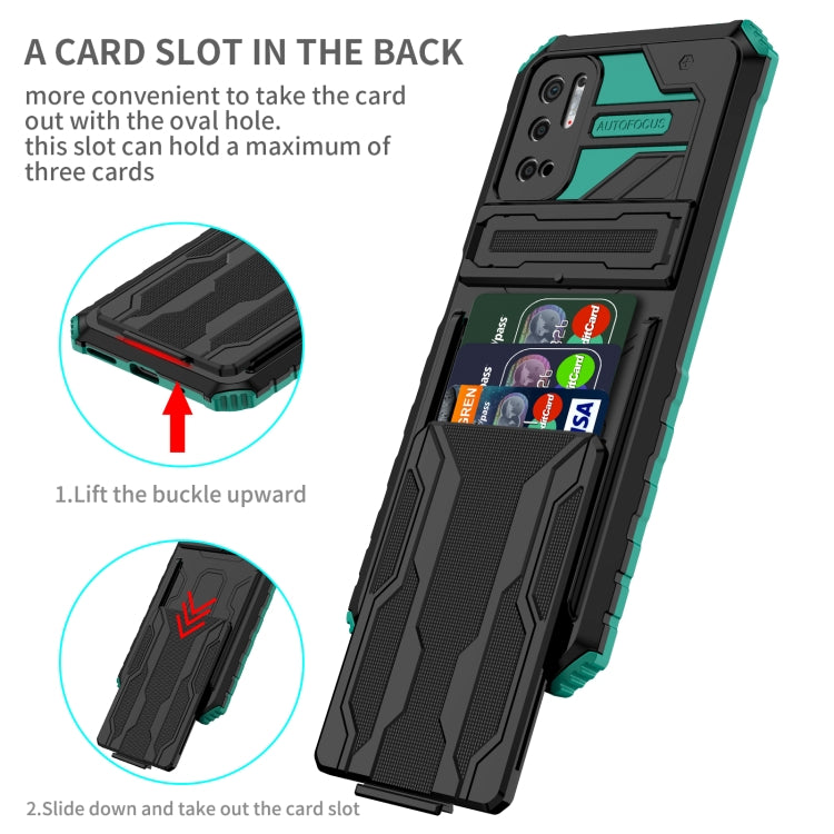 For Xiaomi Redmi Note 10 5G Armor Card PC + TPU Shockproof Case with Card Slot & Invisible Holder