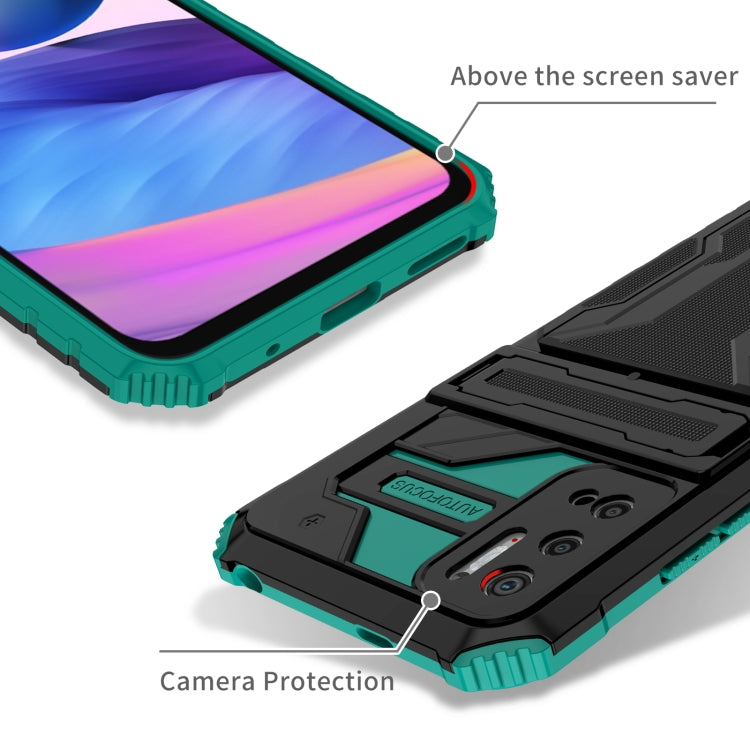 For Xiaomi Redmi Note 10 5G Armor Card PC + TPU Shockproof Case with Card Slot & Invisible Holder