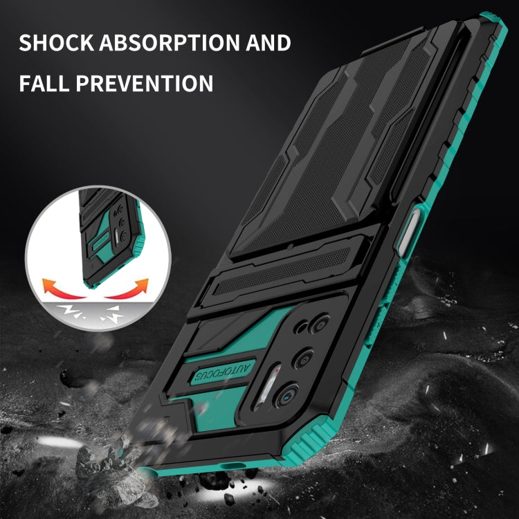 For Xiaomi Redmi Note 10 5G Armor Card PC + TPU Shockproof Case with Card Slot & Invisible Holder