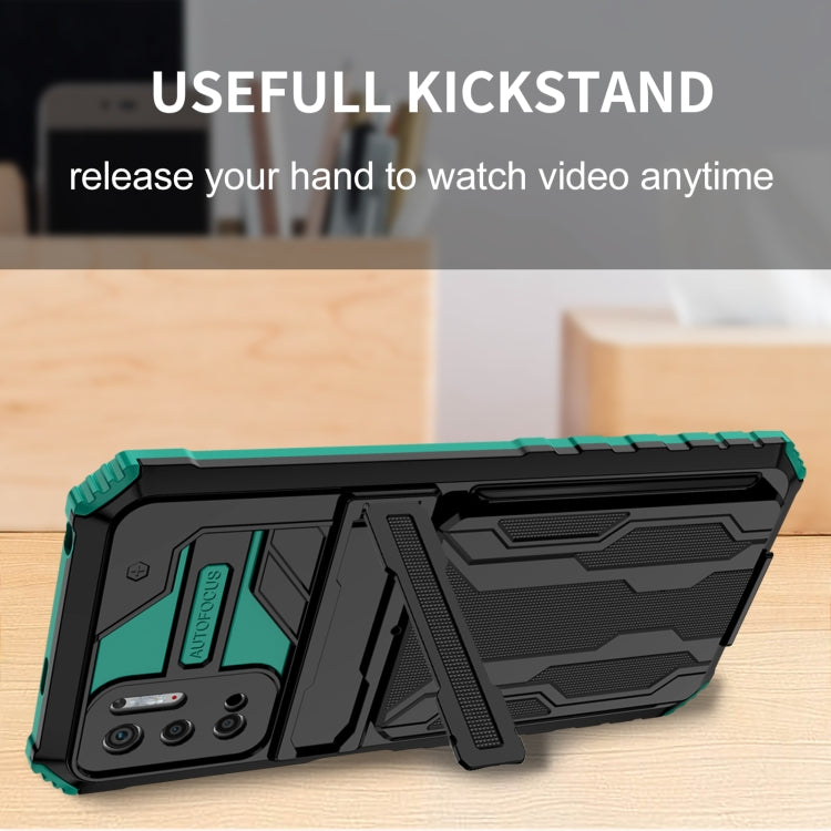 For Xiaomi Redmi Note 10 5G Armor Card PC + TPU Shockproof Case with Card Slot & Invisible Holder