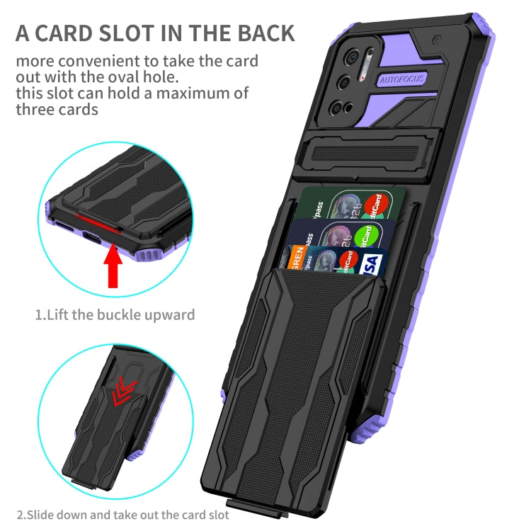 For Xiaomi Redmi Note 10 5G Armor Card PC + TPU Shockproof Case with Card Slot & Invisible Holder