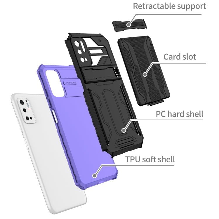 For Xiaomi Redmi Note 10 5G Armor Card PC + TPU Shockproof Case with Card Slot & Invisible Holder