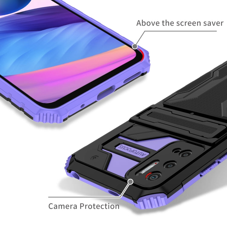 For Xiaomi Redmi Note 10 5G Armor Card PC + TPU Shockproof Case with Card Slot & Invisible Holder