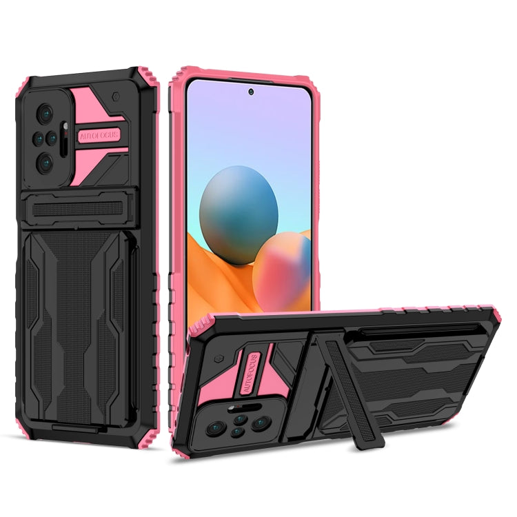 For Xiaomi Redmi Note 10 Pro 4G Armor Card PC + TPU Shockproof Case with Card Slot & Invisible Holder