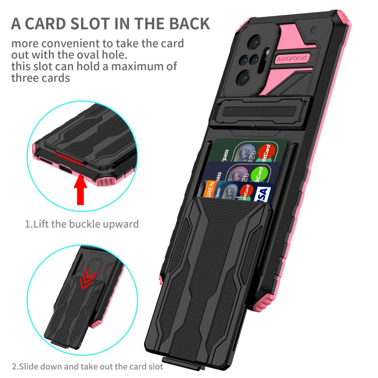 For Xiaomi Redmi Note 10 Pro 4G Armor Card PC + TPU Shockproof Case with Card Slot & Invisible Holder