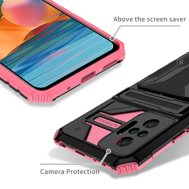 For Xiaomi Redmi Note 10 Pro 4G Armor Card PC + TPU Shockproof Case with Card Slot & Invisible Holder