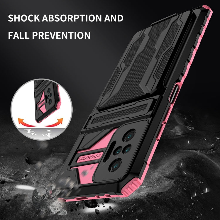 For Xiaomi Redmi Note 10 Pro 4G Armor Card PC + TPU Shockproof Case with Card Slot & Invisible Holder